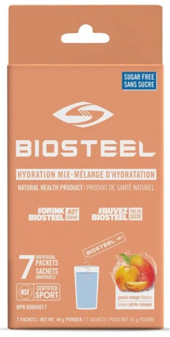 BioSteel High-Performance Sports Hydration Mix (7 Count) -Bauer 630615 CAN 20Biosteel Hydration 20Mix Peach 20Mango 7CT Front