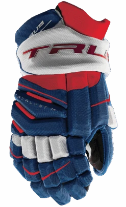 True Hockey True Catalyst 7X Junior Hockey Gloves -Bauer CT7xGlove Red White Blue